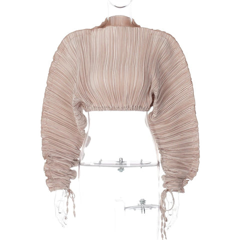 Winter Striped Sexy Neck Lace Up Long Sleeve Crop Top CODE: KAR1716