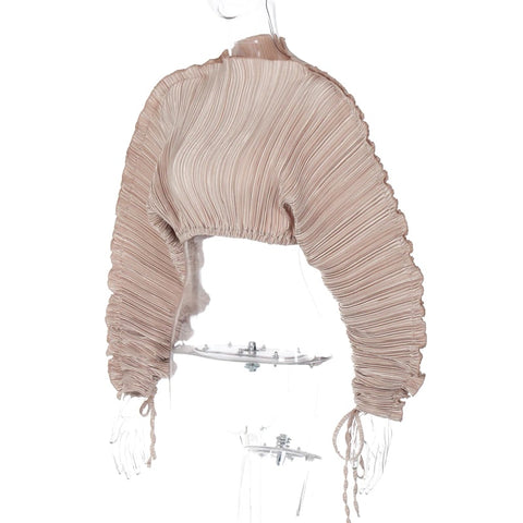 Winter Striped Sexy Neck Lace Up Long Sleeve Crop Top CODE: KAR1716