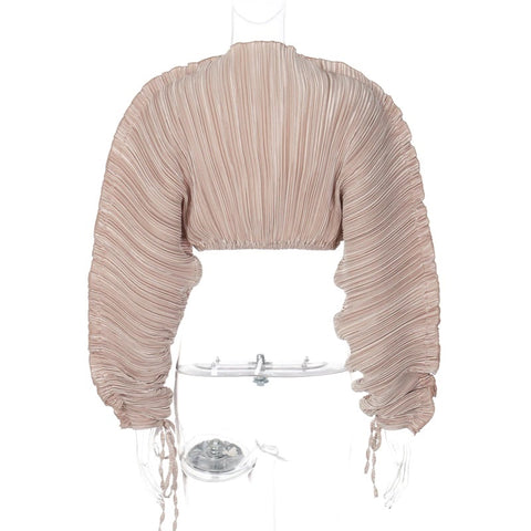 Winter Striped Sexy Neck Lace Up Long Sleeve Crop Top CODE: KAR1716
