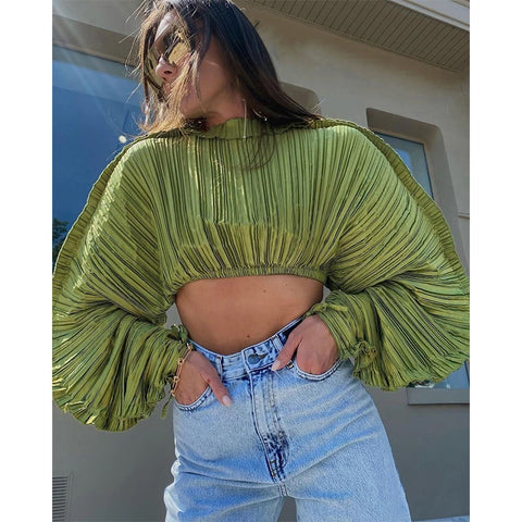Winter Striped Sexy Neck Lace Up Long Sleeve Crop Top CODE: KAR1716