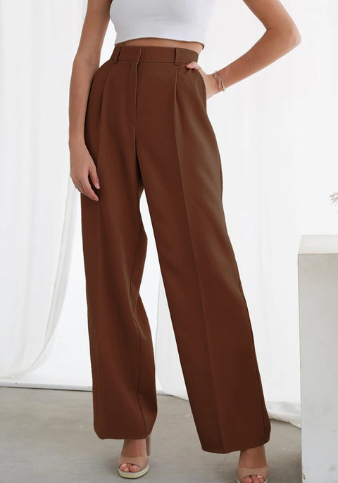 Summer Fashion Elegant Solid High Waist Wide Leg Casual Pleated Long Pant  CODE: KAR1719