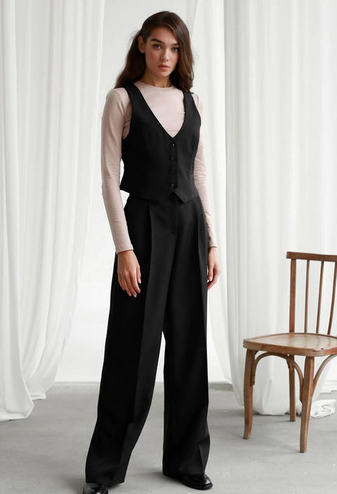 Summer Fashion Elegant Solid High Waist Wide Leg Casual Pleated Long Pant  CODE: KAR1719