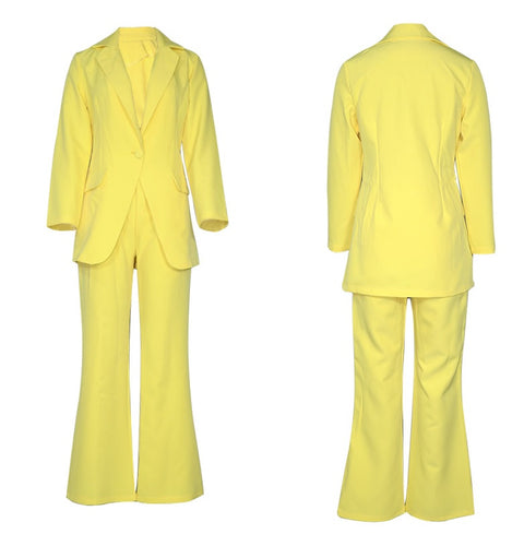 New Classic One-breasted Buttons Nine Blazer Pants Two Piece Set CODE: KAR1746