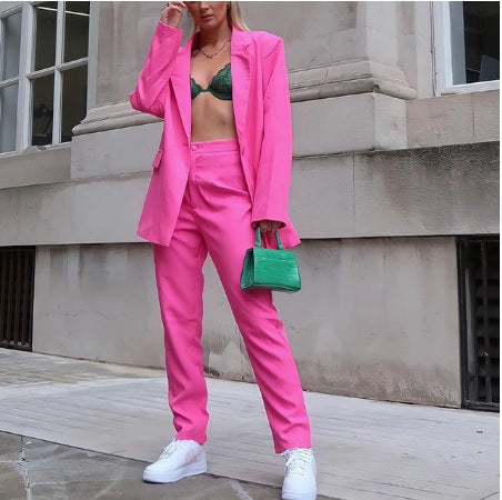 New Classic One-breasted Buttons Nine Blazer Pants Two Piece Set CODE: KAR1746