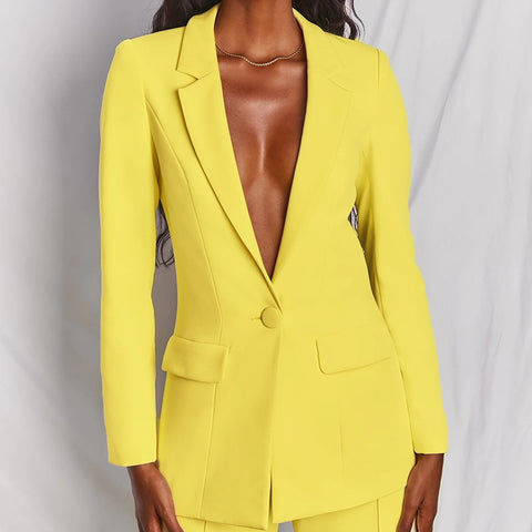 New Classic One-breasted Buttons Nine Blazer Pants Two Piece Set CODE: KAR1746