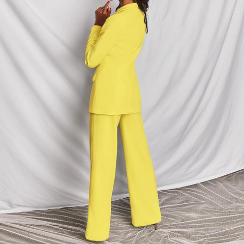 New Classic One-breasted Buttons Nine Blazer Pants Two Piece Set CODE: KAR1746
