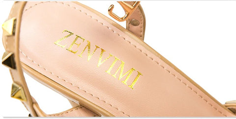 Sexy slim shallow mouth pointed hollow 10CM PUMP high-heel Rivet sandal CODE: KAR1758