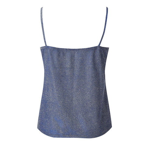 Glitter Strappy Sexy Sparkle Casual Sleeveless V Neck Top CODE: KAR1776
