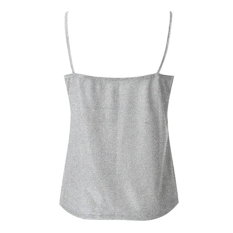 Glitter Strappy Sexy Sparkle Casual Sleeveless V Neck Top CODE: KAR1776