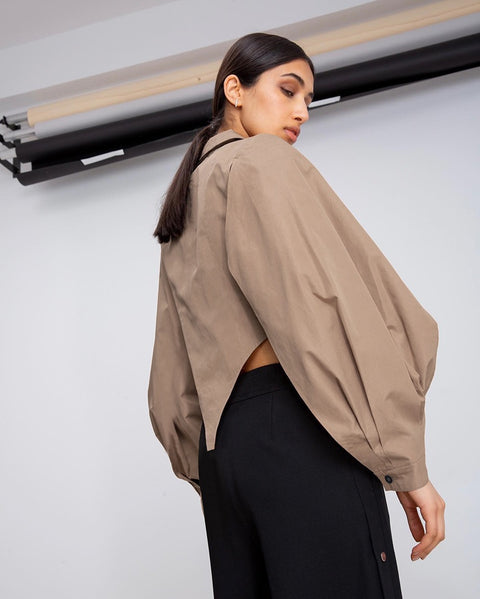Summer Split Hollow Long Puff Sleeve Loose Short Top CODE: KAR1778
