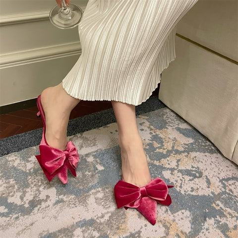 New Bowknot Cat Pointed Toe Mules Low Heels CODE: KAR1827