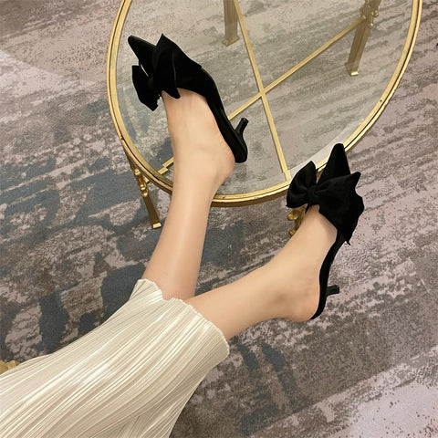 New Bowknot Cat Pointed Toe Mules Low Heels CODE: KAR1827