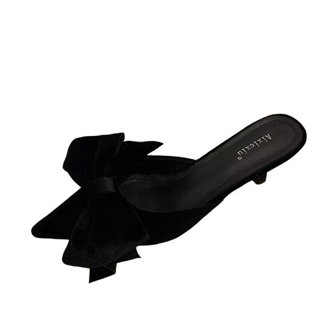 New Bowknot Cat Pointed Toe Mules Low Heels CODE: KAR1827