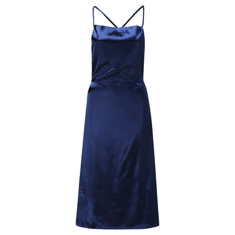 Asymmetrical Sleeveless Elegant Satin Dress CODE: KAR1850