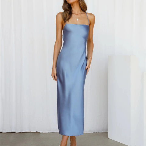 Asymmetrical Sleeveless Elegant Satin Dress CODE: KAR1850