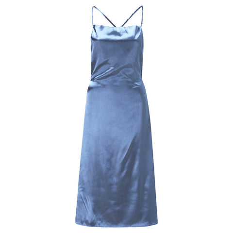 Asymmetrical Sleeveless Elegant Satin Dress CODE: KAR1850