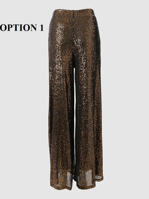 New fashion High Waist Sequin Flared Wide leg Pants CODE: KAR1853