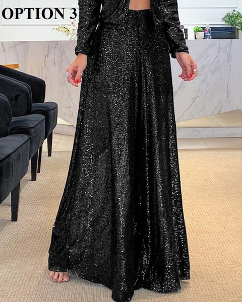 New fashion High Waist Sequin Flared Wide leg Pants CODE: KAR1853