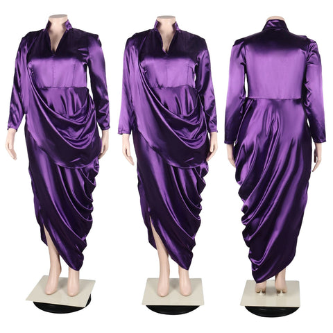 Sexy Draped Shoulder Ruched Side Floor Length Long Sleeve Bodycon Midi Maxi Long Dress  CODE: KAR1868