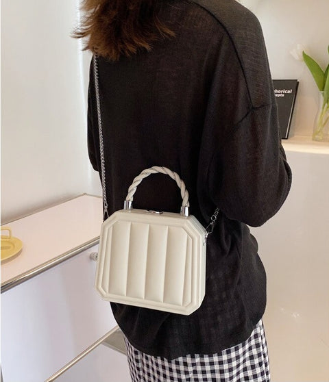 New Fashion Chain Mini Totes Striped Box Shape Purses CODE: KAR1885