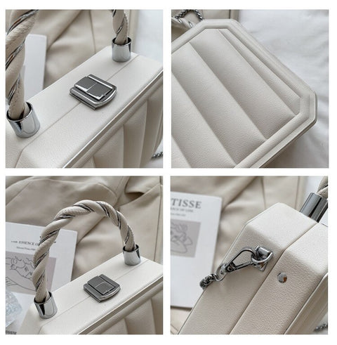 New Fashion Chain Mini Totes Striped Box Shape Purses CODE: KAR1885