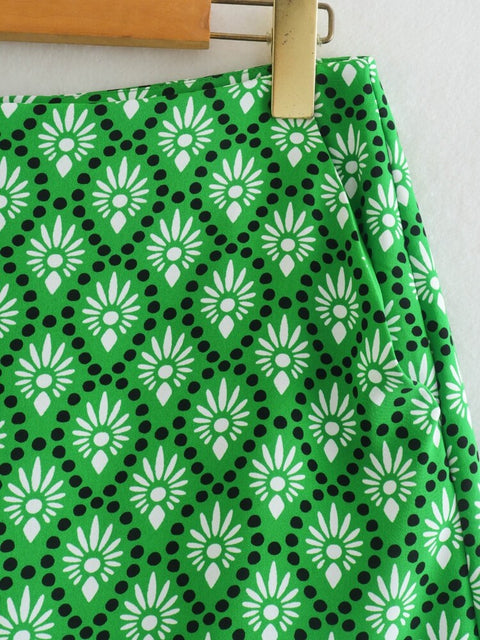 summer style printed culottes zipper high waist straight short CODE: KAR1891