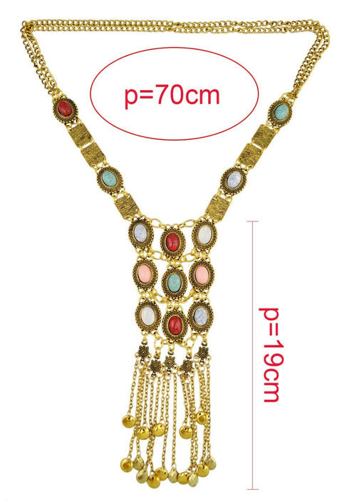 Bohemian Rhinestone Tassel Pendant Drop Dangle Choker Long Necklace CODE: KAR1897