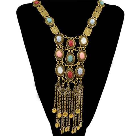 Bohemian Rhinestone Tassel Pendant Drop Dangle Choker Long Necklace CODE: KAR1897