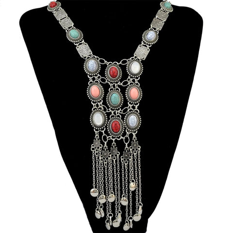 Bohemian Rhinestone Tassel Pendant Drop Dangle Choker Long Necklace CODE: KAR1897
