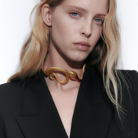 New Plated Snake Shape Metal Choker Necklace CODE: KAR1898