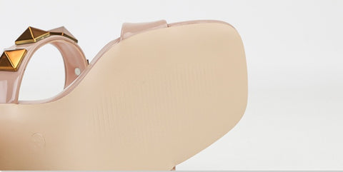sexy banquet high, square toe, open-toe studs, flat band block heel CODE: KAR1909