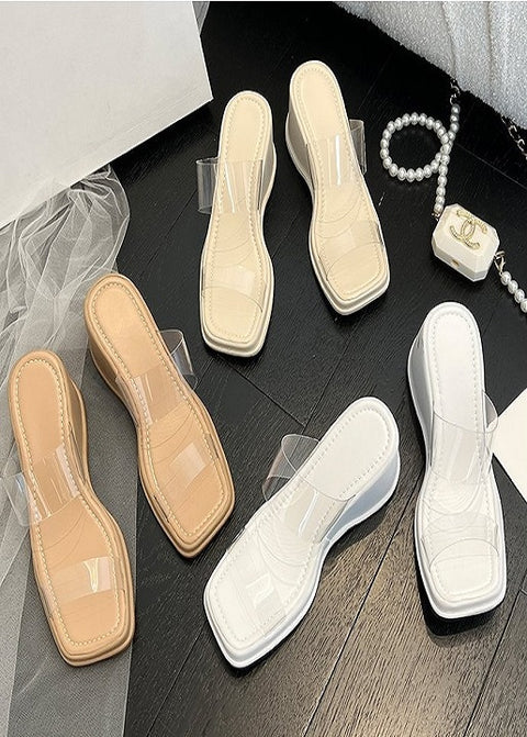 New Transparent Belt Platform Square Toe Slope Sandals CODE: KAR1921