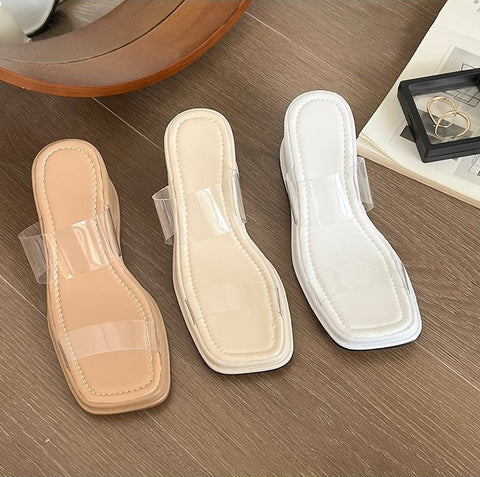 New Transparent Belt Platform Square Toe Slope Sandals CODE: KAR1921