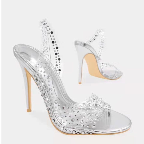 Glitter Rhinestones Pumps Crystal Transparent High Heel  CODE: KAR1923