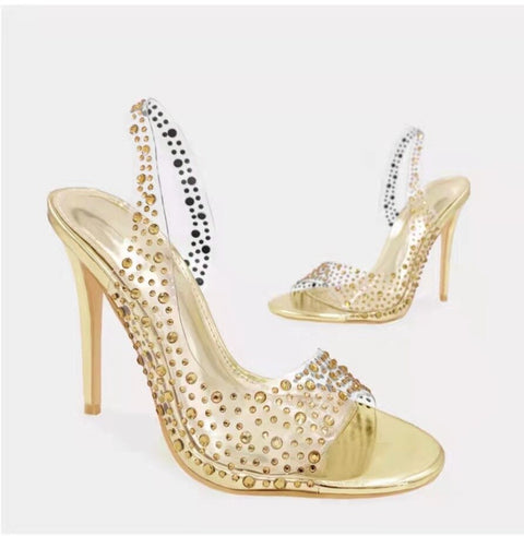 Glitter Rhinestones Pumps Crystal Transparent High Heel  CODE: KAR1923