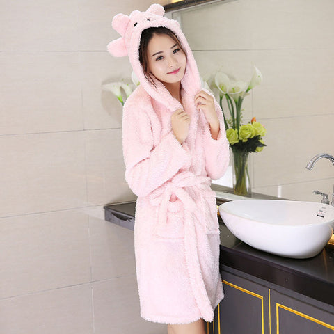 Hooded pajamas mid-length flannel  Bathrobe CODE: KAR912