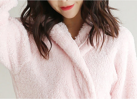 Hooded pajamas mid-length flannel  Bathrobe CODE: KAR912
