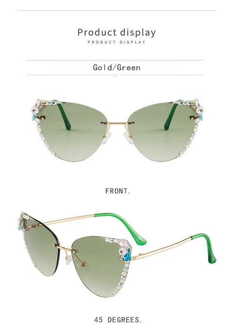 The New Butterfly Retro Rimless Diamond Sunglasses CODE: KAR918