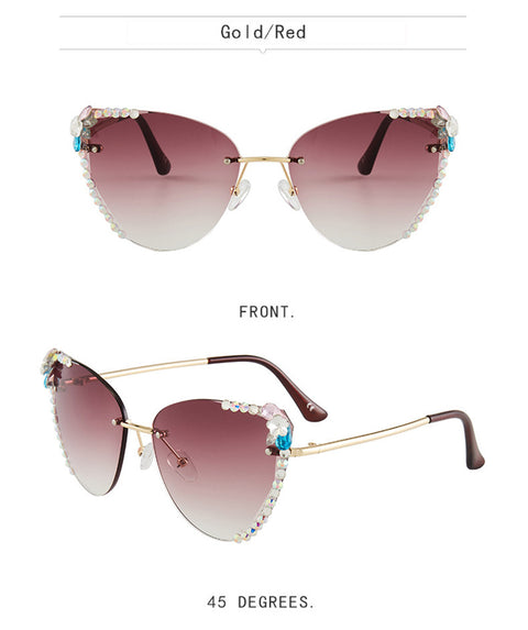 The New Butterfly Retro Rimless Diamond Sunglasses CODE: KAR918