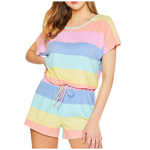 Summer Stripe Print Pajama Set CODE: KAR945