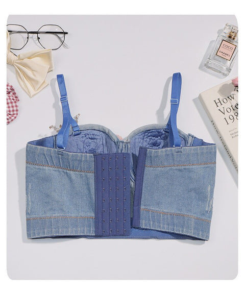 Jeans Beading Bustier Corset Top CODE: KAR947