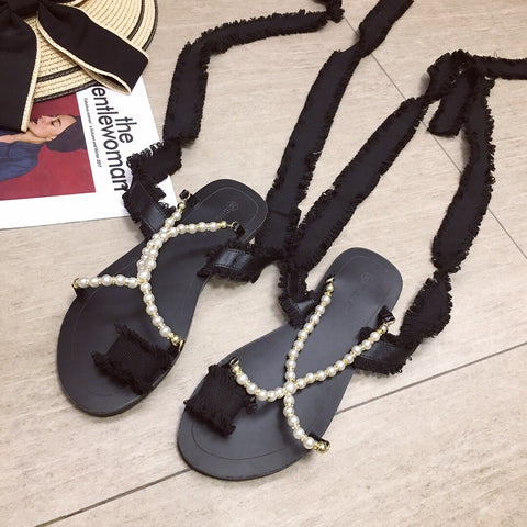 Pearl Flip Flops Sandals With Ankle Bands CODE: KAR956
