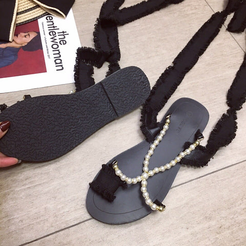 Pearl Flip Flops Sandals With Ankle Bands CODE: KAR956