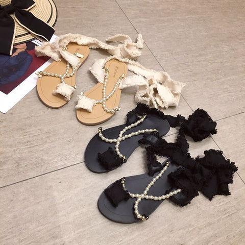 Pearl Flip Flops Sandals With Ankle Bands CODE: KAR956