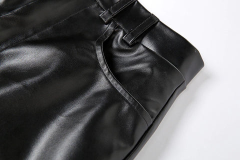 Leather Midi Pencil Slit High Waist Skirt CODE: KAR963