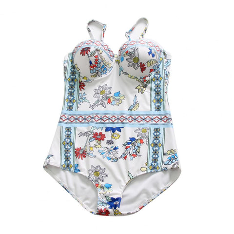 Conservative Skin-friendly Polyester High Waist Swimsuit CODE: KAR986