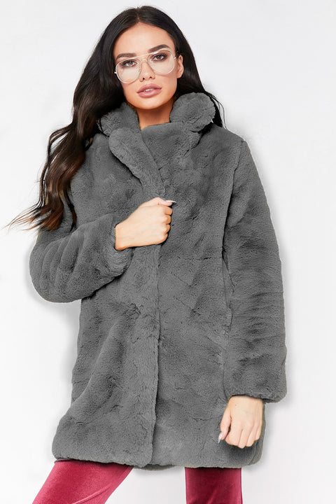 Jacket Bomber Turn Down Collar Flocking Cardigan Rabbit Fur Loose Outwear CODE: KAR358