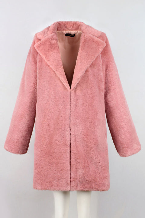 Jacket Bomber Turn Down Collar Flocking Cardigan Rabbit Fur Loose Outwear CODE: KAR358
