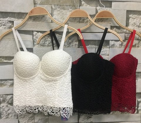 Lace Push Up Bralet Women's Bustier Corset Wedding Party Top Vest CODE: KAR504