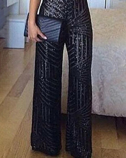 Neck Sleeveless Sequins Jumpsuit One Pieve Overalls Rompers Womens Jumpsuit CODE: KAR546